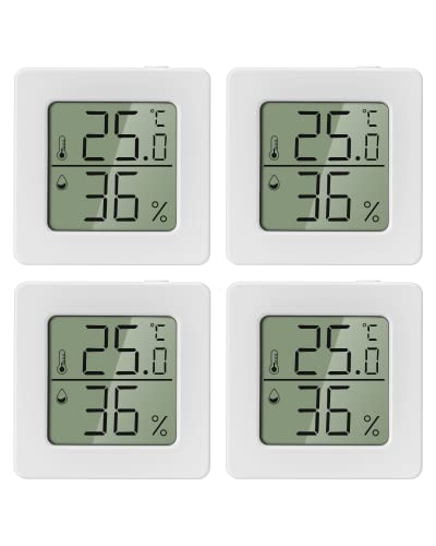 Carehabi 4 misuratori di umidità dell'aria per interni, mini termometro digitale LCD, igrometro per camera dei bambini, anziani e studio, cantina, ecc