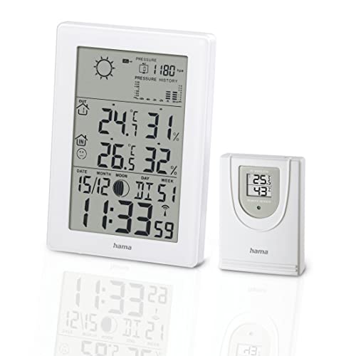 Hama EWS-3200 Bianco Stazioni meteorologiche digitali (Bianco, Barometro da interno, Igrometro da interno, Termometro da interno, Igrometro da esterno...)