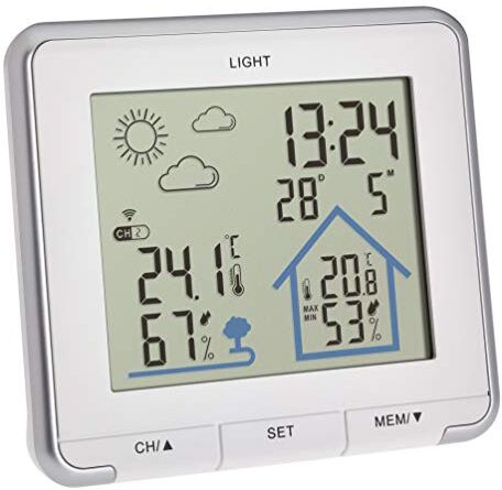 TFA Dostmann stazione meteo radiocontrollata Life, , digitale, con previsioni del tempo, temperatura e umidità interna e esterna, con sensore esterno, bianca