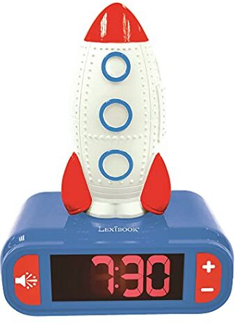 Lexibook Sveglia digitale Razzo per Bambini con Luce Notturna Snooze, Orologio per Bambini, Razzo Luminoso, Colore Blu