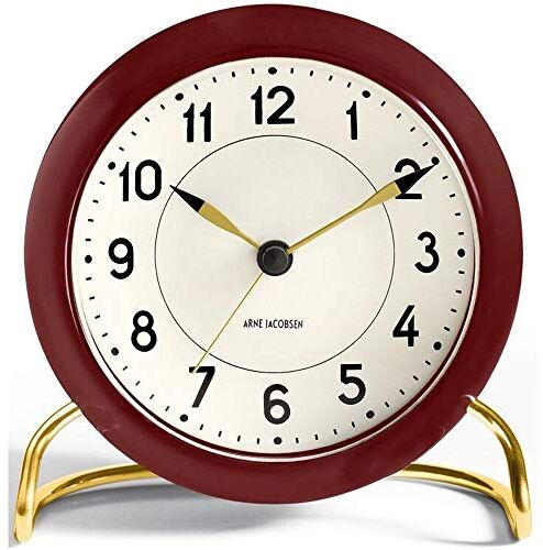 Arne Jacobsen Orologio da tavolo Station Ø11 Cm Bordeaux/Bianco