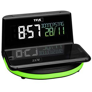 TFA Dostmann Charge-IT Sveglia Digitale, , con Funzione di Ricarica Wireless (Qi), Data, Temperatura Ambiente, con Luce dell'ambiente, Nero TFA Dostmann Charge-IT Sveglia Digitale, , con Funzione di Ricarica Wireless (Qi), Data, Temperatura Ambiente, con Luce dell'ambiente, Nero