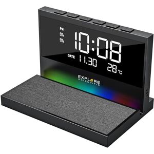 Explore Scientific , Orologio da Scrivania/Comodino con Ricarica Wireless 15W, Sveglia, Indicatore Data, Temperatura, Nero Explore Scientific , Orologio da Scrivania/Comodino con Ricarica Wireless 15W, Sveglia, Indicatore Data, Temperatura, Nero