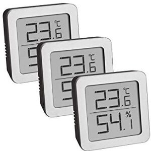 TFA Dostmann Set di 3 igrometro digitale ambientale, , per misurazione dell'umidità e temperatura interna, con supporto magnetico, nero/argento TFA Dostmann Set di 3 igrometro digitale ambientale, , per misurazione dell'umidità e temperatura interna, con supporto magnetico, nero/argento