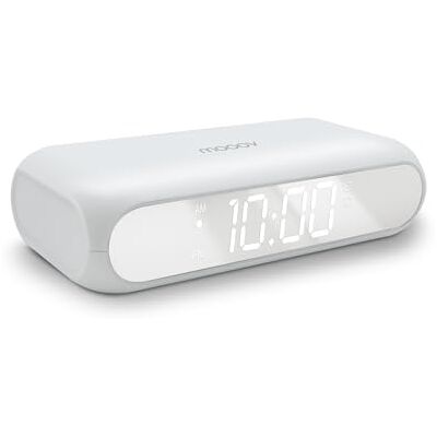Sveglia specchio Mooov con caricatore wireless da 10W - Bianco Sveglia specchio Mooov con caricatore wireless da 10W - Bianco