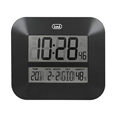 Trevi OM 3520 D Orologio Digitale con Ampio Display LCD, Termometro e Igrometro, Calendario Multilingue, Facile Installazione a Parete/Tavolo, Funzionamento a Batterie AA, Nero Trevi OM 3520 D Orologio Digitale con Ampio Display LCD, Termometro e Igrometro, Calendario Multilingue, Facile Installazione a Parete/Tavolo, Funzionamento a Batterie AA, Nero