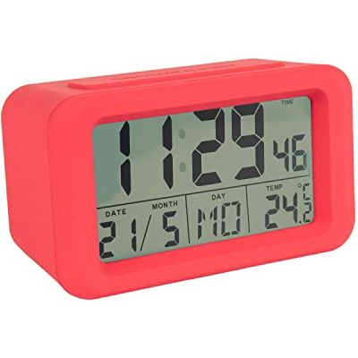 Fisura Sveglia digitale rossa con LED. Orologio con data e indicatore di temperatura. 2 allarmi. Pulsante Snooze. 2 batterie AAA. Gomma ABS. Misure: 12x5,5x7 Fisura Sveglia digitale rossa con LED. Orologio con data e indicatore di temperatura. 2 allarmi. Pulsante Snooze. 2 batterie AAA. Gomma ABS. Misure: 12x5,5x7