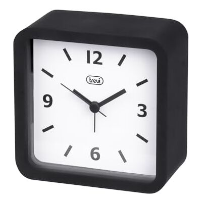 Trevi Sveglia con Grande Quadrante, Finitura Gommata e Cover Silicone Antiurto, Movimento Silenzioso Sweep, Appendibile a Parete, Nero Trevi Sveglia con Grande Quadrante, Finitura Gommata e Cover Silicone Antiurto, Movimento Silenzioso Sweep, Appendibile a Parete, Nero