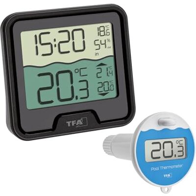 TFA Dostmann termometro per piscina, digitale, 30.3066, galleggiante, di facile lettura, per piscina, laghetto, bagno di ghiaccio, temperatura dell'acqua, incl. sensore di temperatura dell'acqua, nero TFA Dostmann termometro per piscina, digitale, 30.3066, galleggiante, di facile lettura, per piscina, laghetto, bagno di ghiaccio, temperatura dell'acqua, incl. sensore di temperatura dell'acqua, nero