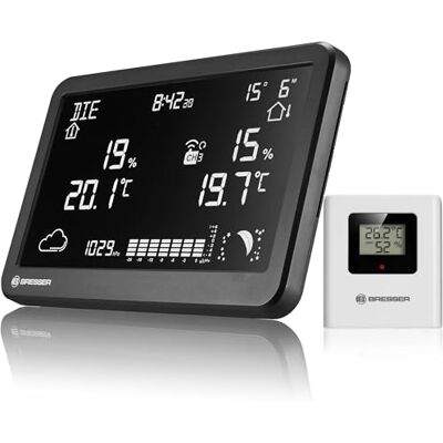 BRESSER MeteoTemp TBH Stazione meteo con sensore esterno, pressione Temperatura interna ed esterna, umidità, previsioni meteo, storico pressione, orologio radio, sveglia BRESSER MeteoTemp TBH Stazione meteo con sensore esterno, pressione Temperatura interna ed esterna, umidità, previsioni meteo, storico pressione, orologio radio, sveglia