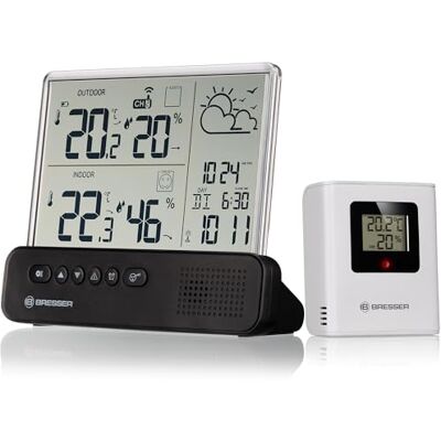 BRESSER Translucidus NV Stazione meteo con sensore esterno, trasparente Temperatura interna ed esterna, umidità, pressione, previsioni meteo, comfort interno, avviso ghiaccio, sveglia BRESSER Translucidus NV Stazione meteo con sensore esterno, trasparente Temperatura interna ed esterna, umidità, pressione, previsioni meteo, comfort interno, avviso ghiaccio, sveglia
