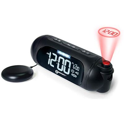 Geemarc WAKE 'N' SHAKE Spot Sveglia a Proiezione con Squillo Potente da 95dB, Cuscino Vibrante e Funzione Snooze per chi ha il Sonno Pesante e le Persone Sorde Porta di ricarica USB Versione IT Geemarc WAKE 'N' SHAKE Spot Sveglia a Proiezione con Squillo Potente da 95dB, Cuscino Vibrante e Funzione Snooze per chi ha il Sonno Pesante e le Persone Sorde Porta di ricarica USB Versione IT