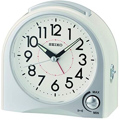 Seiko Sveglia bianca in plastica per secondi silenziosi Seiko Sveglia bianca in plastica per secondi silenziosi