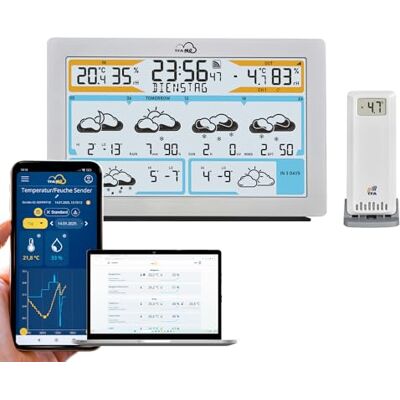 TFA Dostmann Stazione meteo con sensore esterno e Wi-Fi con app, .me, 35.8100, Previsioni meteo professionali di wetter.com da 3-6 giorni, Portale online, Indice UV, Design Moderno e Smart, Argento TFA Dostmann Stazione meteo con sensore esterno e Wi-Fi con app, .me, 35.8100, Previsioni meteo professionali di wetter.com da 3-6 giorni, Portale online, Indice UV, Design Moderno e Smart, Argento