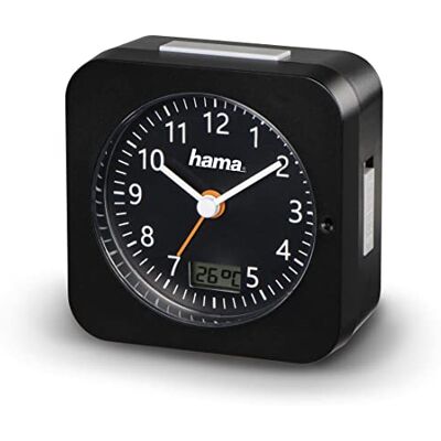 Hama Radiosveglia analogica (piccola sveglia con radio e luce, sveglia da viaggio con regolazione automatica dell'ora, timer con batteria) nero, 9,5 x 4,5 x 9,5 cm Hama Radiosveglia analogica (piccola sveglia con radio e luce, sveglia da viaggio con regolazione automatica dell'ora, timer con batteria) nero, 9,5 x 4,5 x 9,5 cm
