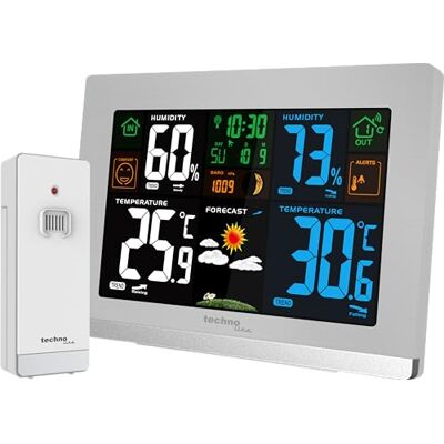 techno line WS6462 Stazione meteorologica wireless, temperatura interna, temperatura esterna, umidità, pressione dell'aria, indicatore di tendenza, display a colori, orologio radio, fasi lunari techno line WS6462 Stazione meteorologica wireless, temperatura interna, temperatura esterna, umidità, pressione dell'aria, indicatore di tendenza, display a colori, orologio radio, fasi lunari