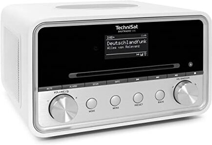 TechniSat DIGITRADIO 586 Radio ibrido DAB+ (radio internet, FM, Bluetooth, Spotify, ricarica wireless, controllo tramite app, OLED, USB, CD, MP3, AUX, 20 W, sistema compatto, telecomando) bianco