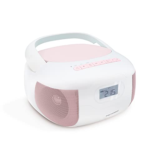 Metronic Lettore CD Eden Bluetooth, MP3 con porta USB, scheda Micro SD, colore: Rosa