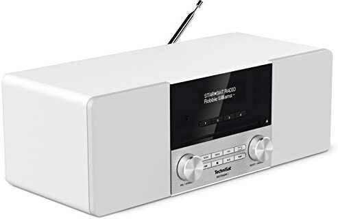 TechniSat DIGITRADIO 3 Radio Stereo DAB, Impianto compatto (DAB+, VHF, Lettore CD, Bluetooth, USB, Ingresso per cuffie, Ingresso AUX, Radiosveglia, Display OLED, 20 Watt RMS), Bianco