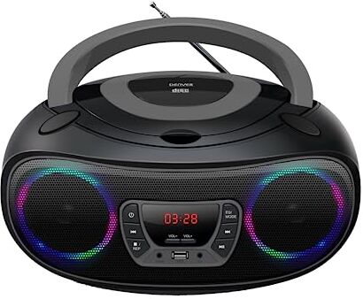 Denver Lettore CD portatile con Bluetooth  TCL-212BT Rosa. Boombox. FM Radio. Volume 2x2W. Ingresso USB, AUX e per cuffie. Effetto luci.