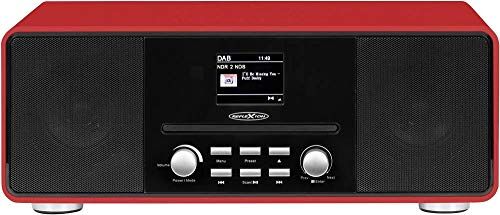 Reflexion HRA19DAB Radio DAB con lettore CD e radiosveglia (UKW, DAB, DAB+, Bluetooth, ingresso AUX, jack per cuffie, telecomando), colore: Rosso