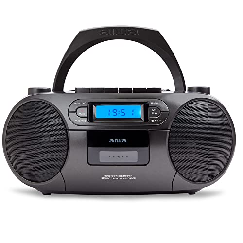 Aiwa RADIO BLUETOOTH CON LECTOR DE CD MP3 CASETES Y USB  BOOMBOX BBTU-550 BLACK BT 5.0 6W RMS FM