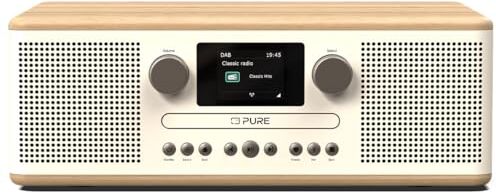 Pure Classic C-D6 Sistema Musicale (Lettore CD, DAB+/FM, Bluetooth, AUX, USB, Sveglia/Timer per il Sonno) Cotone Bianco/Quercia