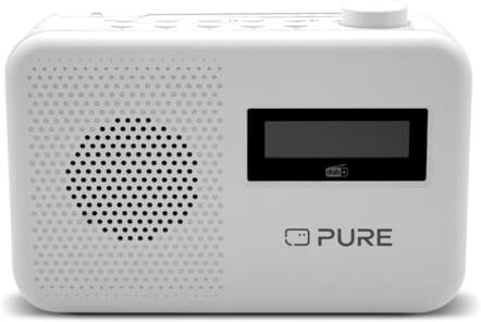 Pure Elan One2 Radio portatile DAB+/FM con Bluetooth 5.1 (display LCD, 10 tasti di memoria, funzionamento a batteria con 4 batterie AA), colore: Bianco cotone