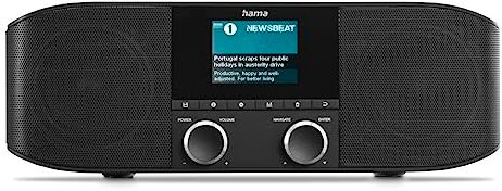 Hama Radio Internet WLAN e DAB Radio DAB Plus Radio con Bluetooth da cucina, Internet Radio DAB+, radio digitale stereo, Bluetooth, sveglia, Aux 3,5 mm, radio FM, colore nero