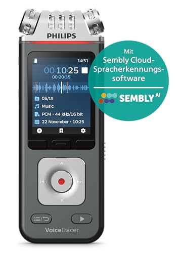 Philips DVT6115 Registratore audio VoiceTracer con riconoscimento vocale basato su cloud di Sembly