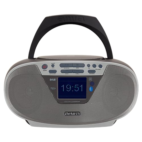 Aiwa BBTU-500DAB/SL Radio CD portatile Dab+ con display a colori 2,4". Bluetooth 5.0, USB, CD/CDR/RW/MP3, Dab+. Colore: argento
