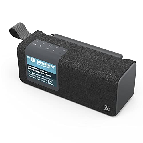 Hama Radio digitale con Bluetooth e batteria DR200BT (scatola portatile, radio mobile con DAB/DAB+/FM, display a colori, ricaricabile, Aux, USB-C, 8 ore di gioco) nero, piccola