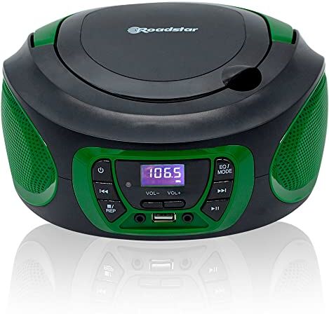 Roadstar Radio portatile stereo FM + CD MP3 player e ingresso USB verde