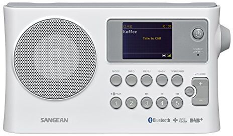 Sangean BTR 160 portatile radio digitale (DAB +/FM RDS/Bluetooth/Dual Alarm) Bianco