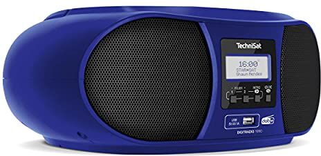 TechniSat DIGITRADIO 1990 Stereo con radio DAB+/FM e lettore CD (streaming audio Bluetooth, presa per le cuffie, USB, AUX in, funzione di ricarica, orologio, potenza in uscita 2 x 1,5 watt), Blu