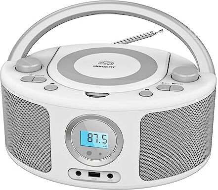 WISCENT Radio Portatili Boombox con Bluetooth, Telecomando, Lettore CD Stereo con Radio FM, Ingresso Blue Tooth, USB, AUX-IN,Compatibile CD-R/CD-RW,AC o Alimentato a Batteria