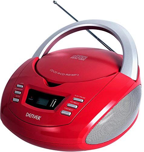 Denver Electronics TCU-211RED Lettore Cd Personal Cd Player Rosso, Argento