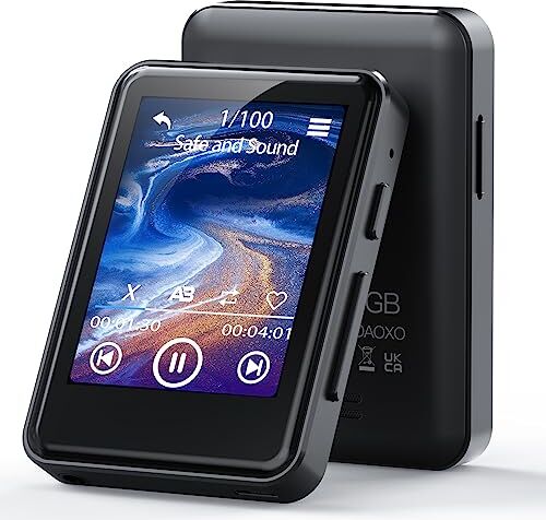 ZOOAOXO 128GB Lettore MP3 con Bluetooth 5.2 con 2.4" Touch Reattivo Screen, Altoparlante Integrato, Qualità del Suono HIFI, E-Book, Sveglia, Radio FM, Registratore Vocale, Inclusi gli Auricolari