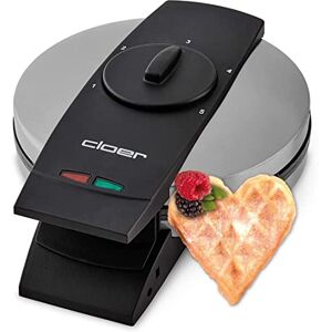 cloer 1639SR Piastra per Waffle, cialda a cuore 15,5 cm Ø, doppio rivestimento antiaderente, resistente allo zucchero, 930 W, spia di cottura, pratica funzione di supporto, acciaio inossidabile cloer 1639SR Piastra per Waffle, cialda a cuore 15,5 cm Ø, doppio rivestimento antiaderente, resistente allo zucchero, 930 W, spia di cottura, pratica funzione di supporto, acciaio inossidabile