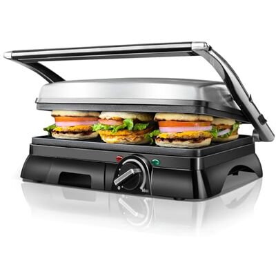 Aigostar Tostapane Piastra 2000W, Temperatura Regolabile, Apertura a 180° Bistecchiera Elettrica Antiaderente 29,5 x 23,5 cm, Ideale per Bistecche, Verdure e Sandwich Samson Aigostar Tostapane Piastra 2000W, Temperatura Regolabile, Apertura a 180° Bistecchiera Elettrica Antiaderente 29,5 x 23,5 cm, Ideale per Bistecche, Verdure e Sandwich Samson