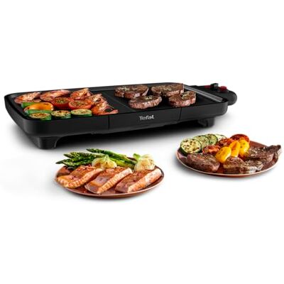 Tefal Plancha Booster Griglia Elettrica da Interno, Potenza 2200 W, Rivestimento Antiaderente Resist+, Tecnologia Thermo-Spot, Tefal Plancha Booster Griglia Elettrica da Interno, Potenza 2200 W, Rivestimento Antiaderente Resist+, Tecnologia Thermo-Spot,