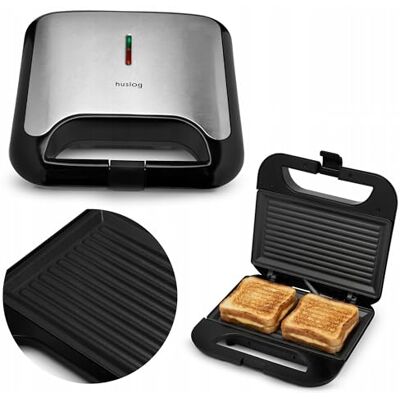huslog GentleBite Tostapane a contatto, 750 W, piastre grill antiaderenti, riscaldamento rapido, per 2 panini, argento huslog GentleBite Tostapane a contatto, 750 W, piastre grill antiaderenti, riscaldamento rapido, per 2 panini, argento