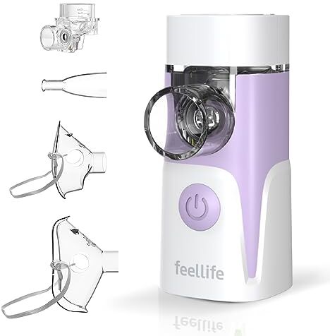 FEELLIFE Aerosol Portatile Silenzioso per Bambini e Adulto, Nebulizzatore Aerosol, Funzione Musicale, Ricambi Disponibili (Viola)