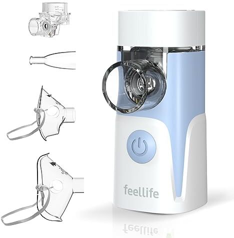 FEELLIFE Aerosol Portatile Silenzioso per Bambini e Adulto, Nebulizzatore Aerosol, Funzione Musicale, Ricambi Disponibili (Blu)