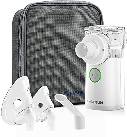 Hangsun Aerosol Portatile, Aerosol Ultrasuoni Silenzioso per Adulti e Bambini, Nebula Aerosol Mesh con Borsa di Stoccaggio, Supporta il Funzionamento a Batteria e USB,CN750(non ricaricabile)