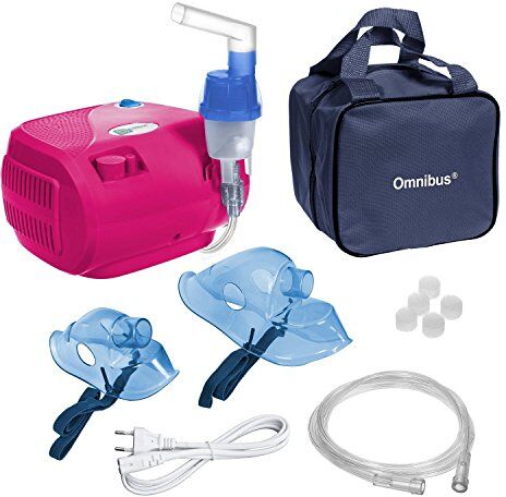 Omnibus Aerosol a pistone  BR-CN116 Inalatore con Nebulizzatore Colore Rosa