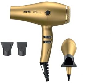 Generic phon capelli professionale Alien 2200W phon professionale compatto e moderno con asciugatura rapida, compreso di 2 beccucci (Golden)