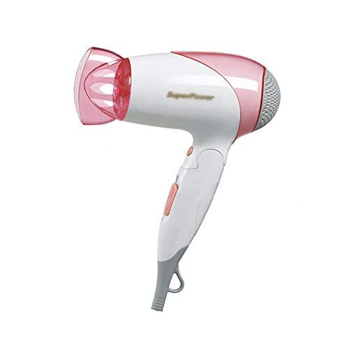 Yongyu Chenzinan Ion asciugacapelli professionale pieghevole manico compatto da viaggio Asciugacapelli 1600W Potente asciugacapelli Bianco (Color : White)