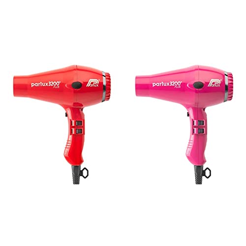 Parlux 3200 Plus Raunchy Asciugacapelli, Rosso & Hair Dryer 3200 Plus Fuchsia 1 Pz