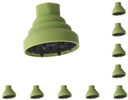 Geardeangloow Set di 10 coperture universali pieghevoli in silicone per asciugacapelli da parrucchiere e parrucchiere, per asciugacapelli e diffusori, colore: verde